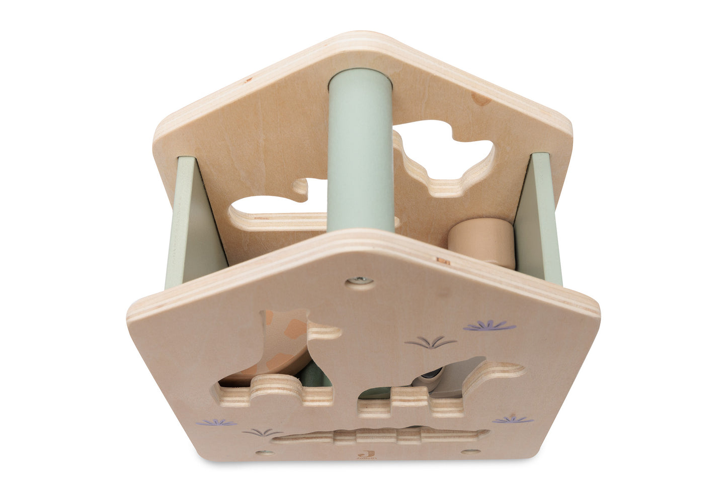 Holz Steckbox mit Safari Tieren, personalisiert mit Namen, Sortierspielzeug für Kinder ab 18 Monaten