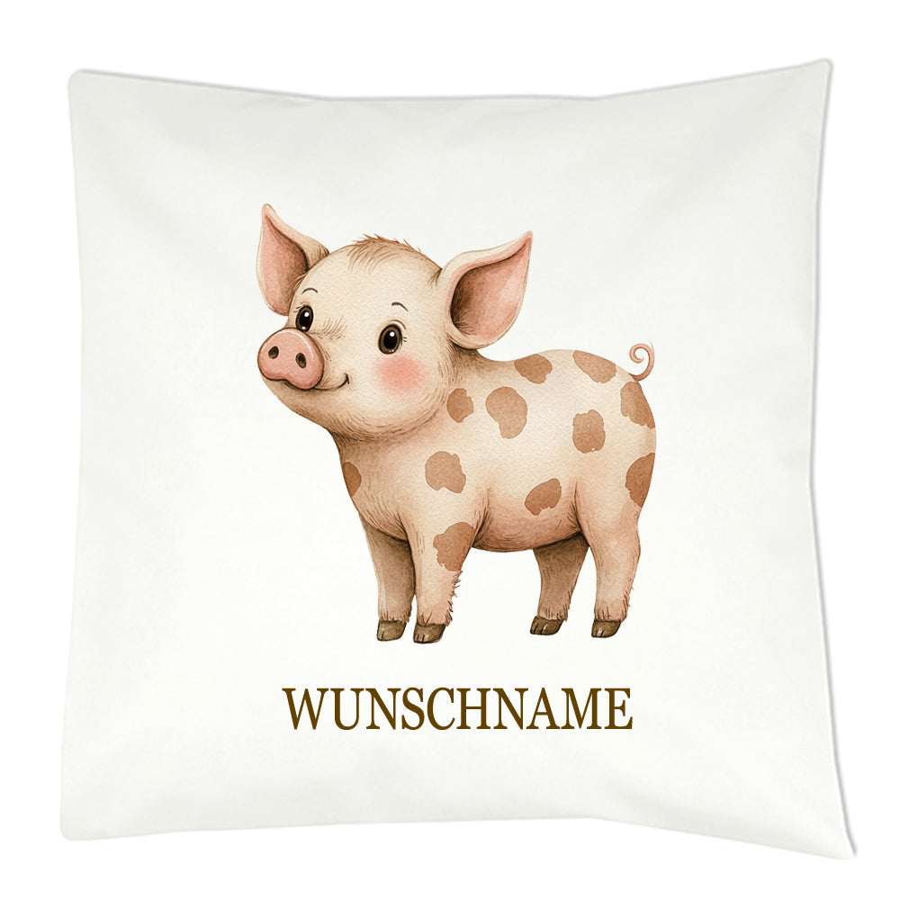 Personalisiertes Kissen mit Bauernhoftier-Motiv und Wunschname Bedruckt, Geschenk zur Geburt, Dekokissen Kinderzimmer