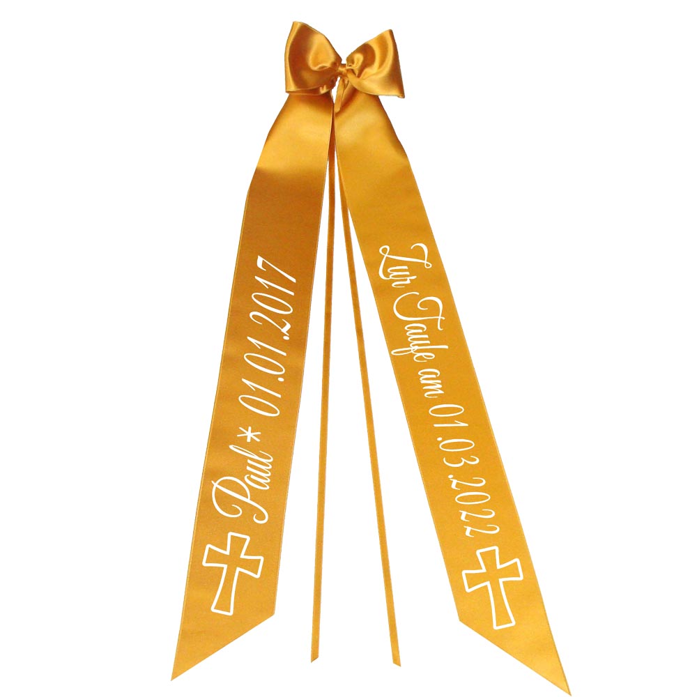 Taufschleife mit Taufdatum Namen und Geburtsdatum Personalisiert Schleife für Taufkleid Taufanzug Motiv KREUZ