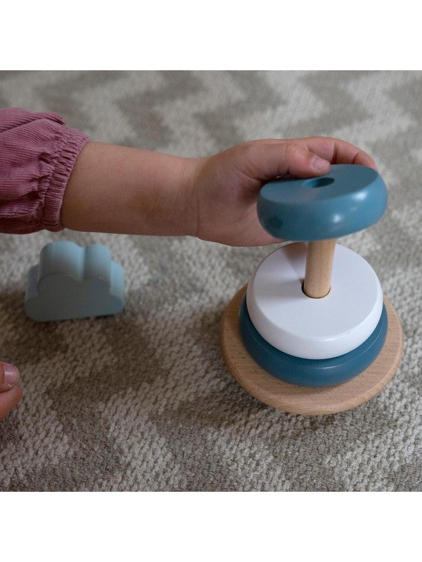 Holz Stapelturm türkis personalisiert mit Name und Geburtsdaten Baby Geschenk mit Gravur Geschenk zur Geburt oder Taufe