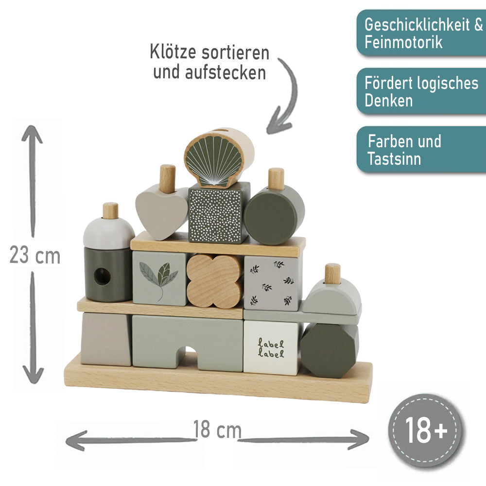 Steckspiel Haus olive personalisiert mit Name und Geburtsdaten Baby Geschenk mit Gravur