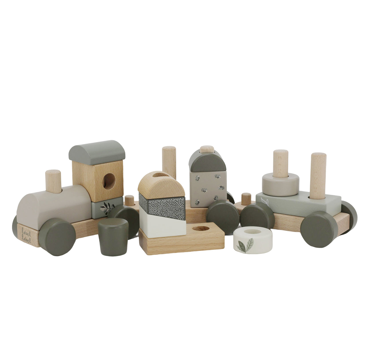Holzzug Holz Eisenbahn oliv personalisiert mit Name und Geburtsdaten Baby Geschenk mit Gravur