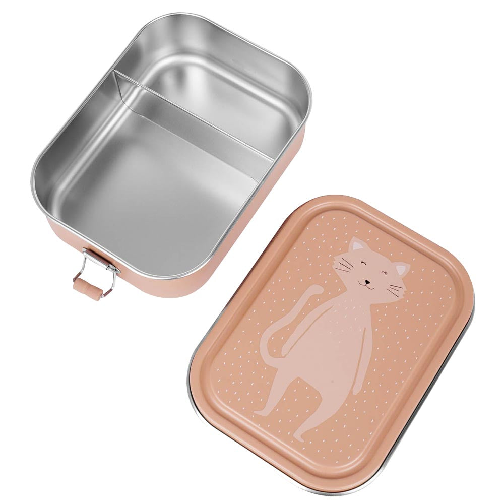 Edelstahl Brotdose für Kinder mit Namen graviert von Trixie Lunchbox ultraleicht mit Tiermotiv für Kinder ab 3 Jahren Katze