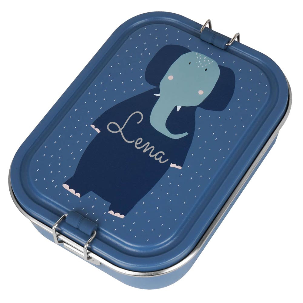 Edelstahl Brotdose für Kinder mit Namen graviert von Trixie Lunchbox ultraleicht mit Tiermotiv für Kinder ab 3 Jahren Elefant