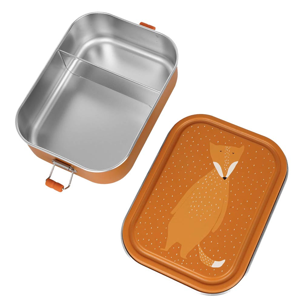Edelstahl Brotdose für Kinder mit Namen graviert von Trixie Lunchbox ultraleicht mit Tiermotiv für Kinder ab 3 Jahren Fuchs