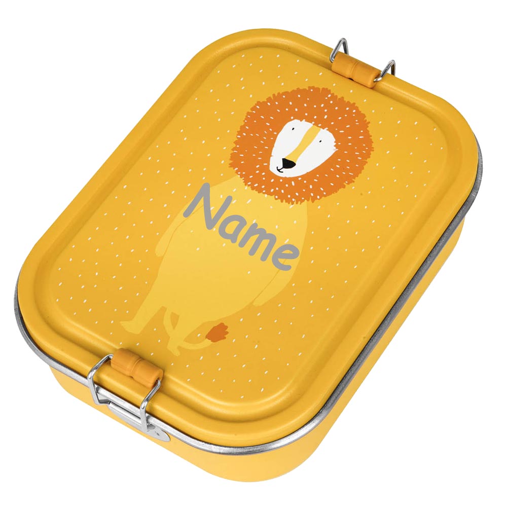 Edelstahl Brotdose für Kinder mit Namen graviert von Trixie Lunchbox ultraleicht mit Tiermotiv für Kinder ab 3 Jahren Löwe