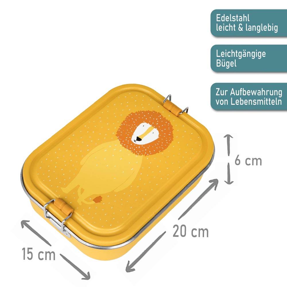 Edelstahl Brotdose für Kinder mit Namen graviert von Trixie Lunchbox ultraleicht mit Tiermotiv für Kinder ab 3 Jahren Löwe