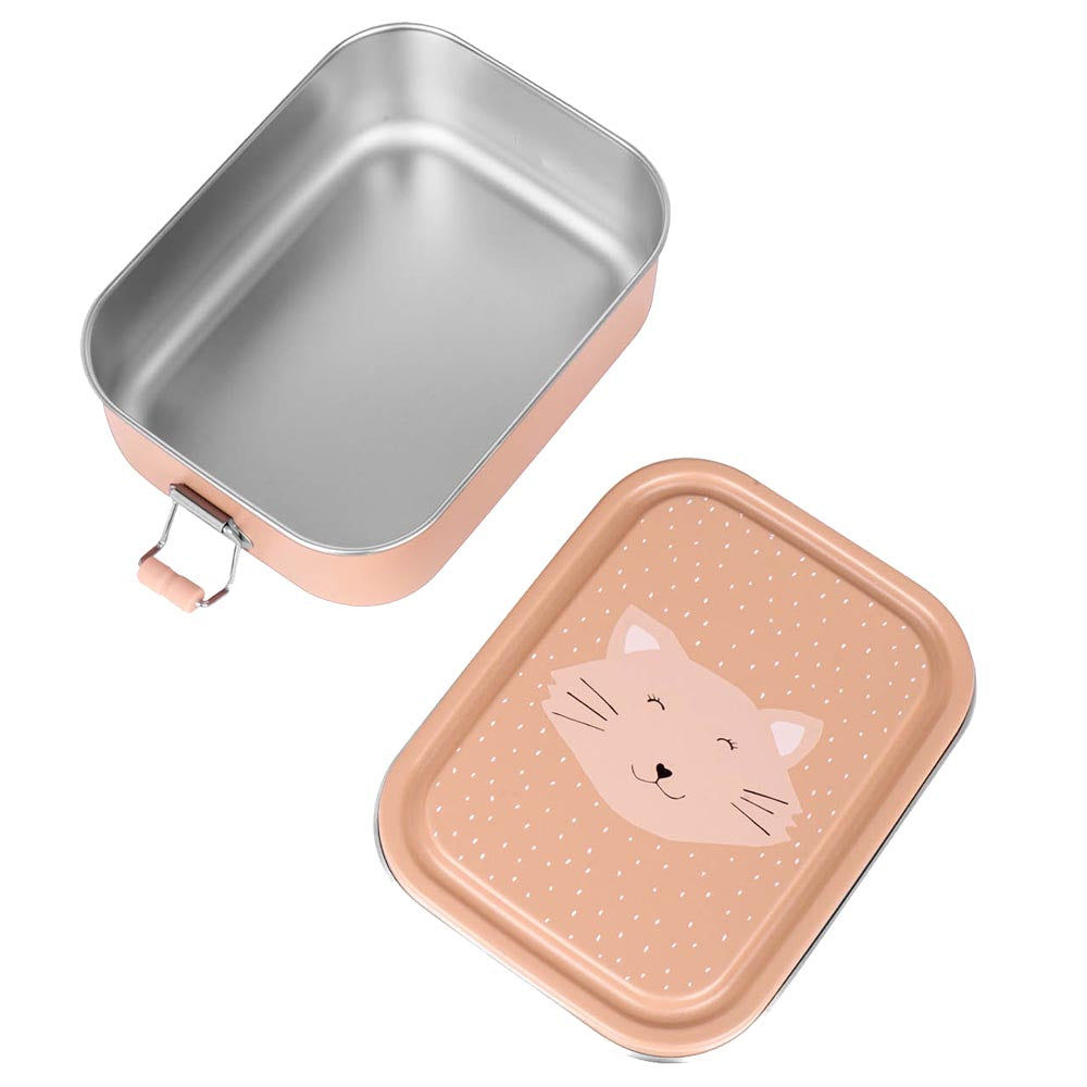 Edelstahl Brotdose für Kinder mit Namen graviert von Trixie Lunchbox ultraleicht mit Tiermotiv für Kinder ab 3 Jahren Katze