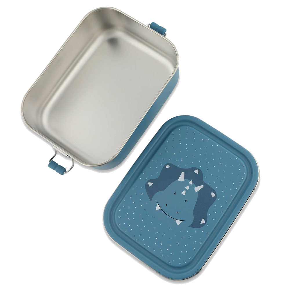 Edelstahl Brotdose für Kinder mit Namen graviert von Trixie Lunchbox ultraleicht mit Tiermotiv für Kinder ab 3 Jahren Triceraptops