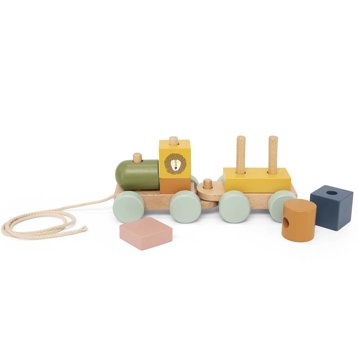 Mini Holzzug von Trixie Holz Eisenbahn mit Namen und Geburtsdaten graviert Babygeschenk
