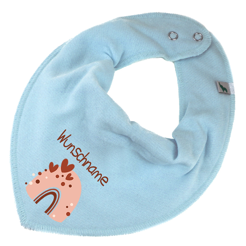 Personalisiertes HALSTUCH für Baby oder Kind aus Baumwolle in Einheitsgröße mit Motiv Regenbogen beige und Wunschname bedruckt