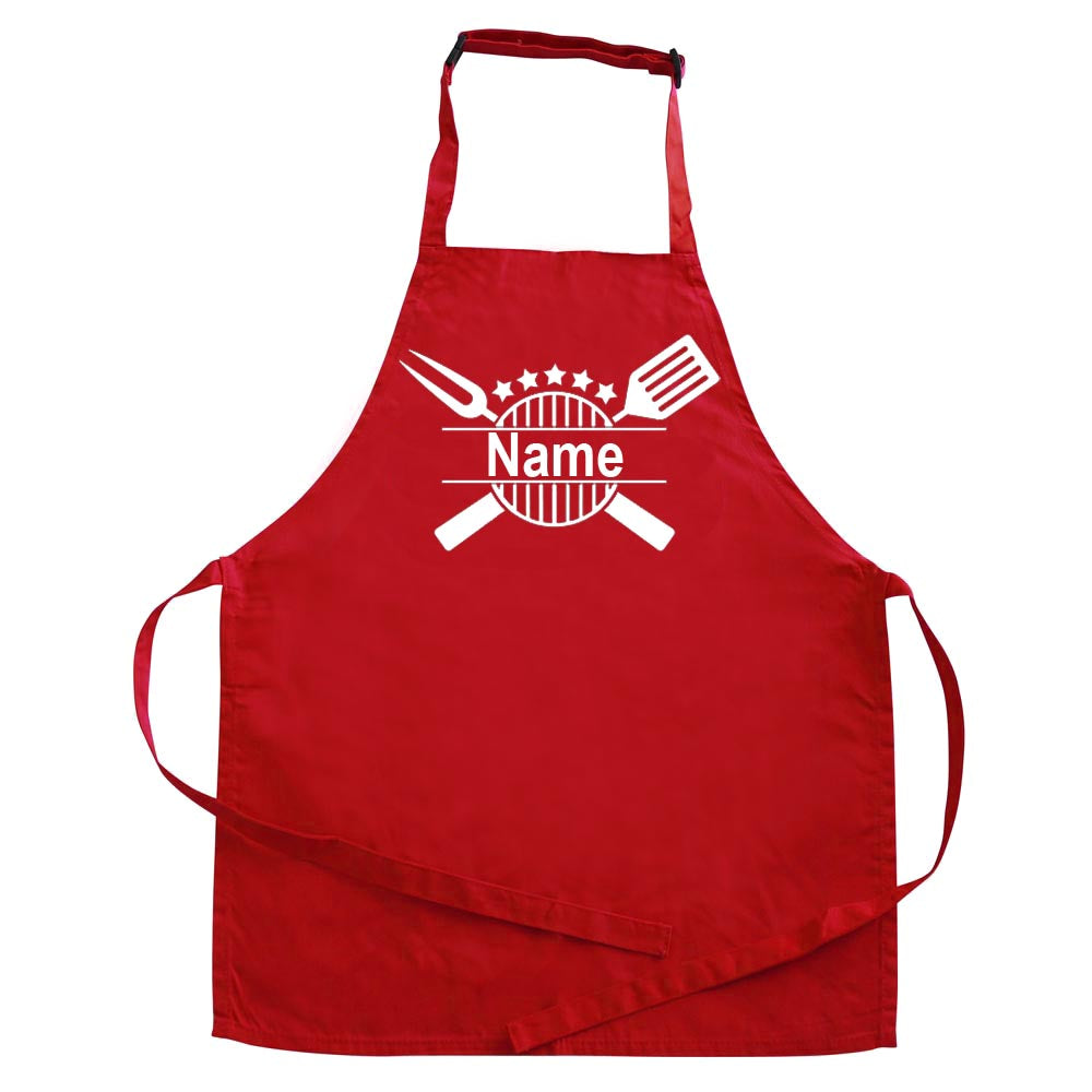 Personalisierte Schürze mit Motiv GRILL und Name bedruckt Kochschürze zum Backen, Kochen für Kinder und Erwachsene