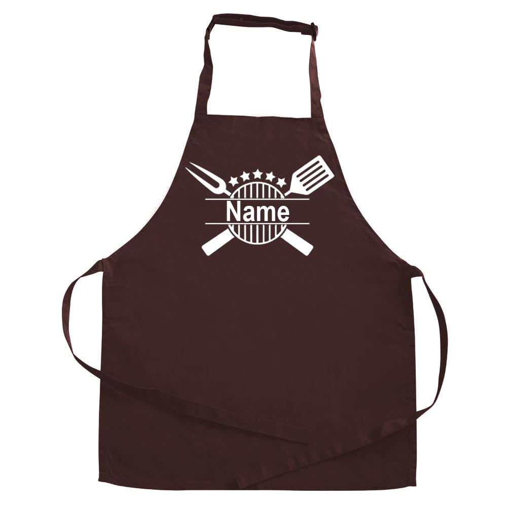 Personalisierte Schürze mit Motiv GRILL und Name bedruckt Kochschürze zum Backen, Kochen für Kinder und Erwachsene