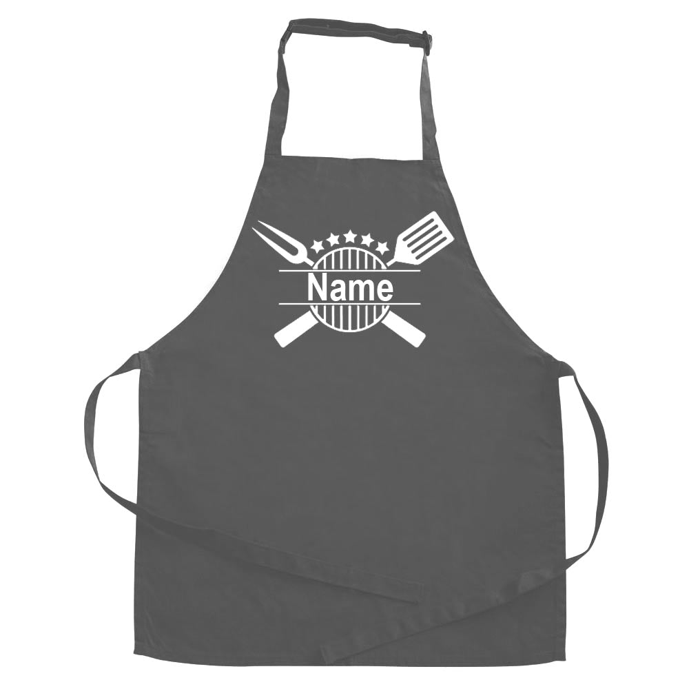 Personalisierte Schürze mit Motiv GRILL und Name bedruckt Kochschürze zum Backen, Kochen für Kinder und Erwachsene