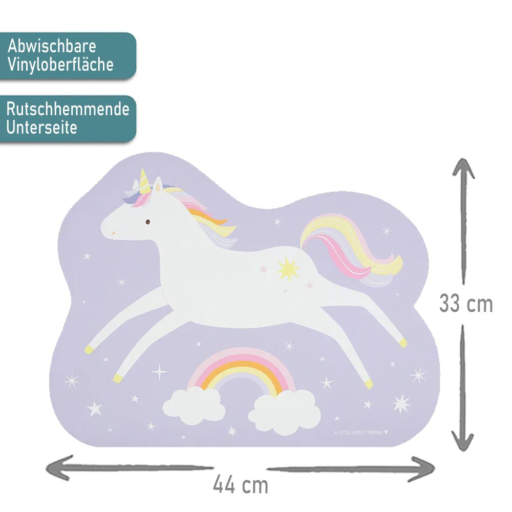 Kinder Tischset mit Wunschname personalisiert, Einhorn, Tischunterlage