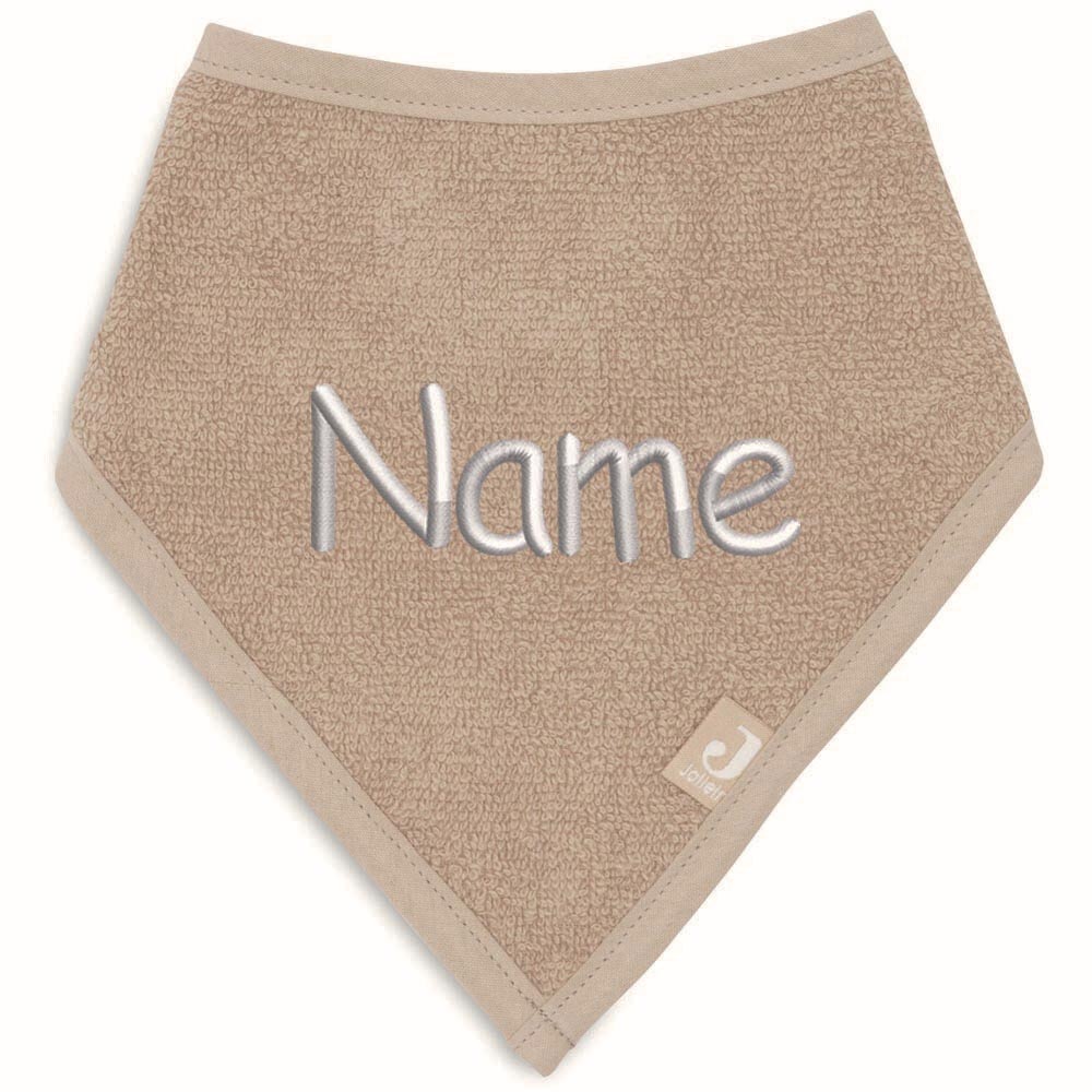 Personalisiertes Baby Halstuch aus Frottee Baumwolle mit Name bestickt Einheitsgröße helles braun
