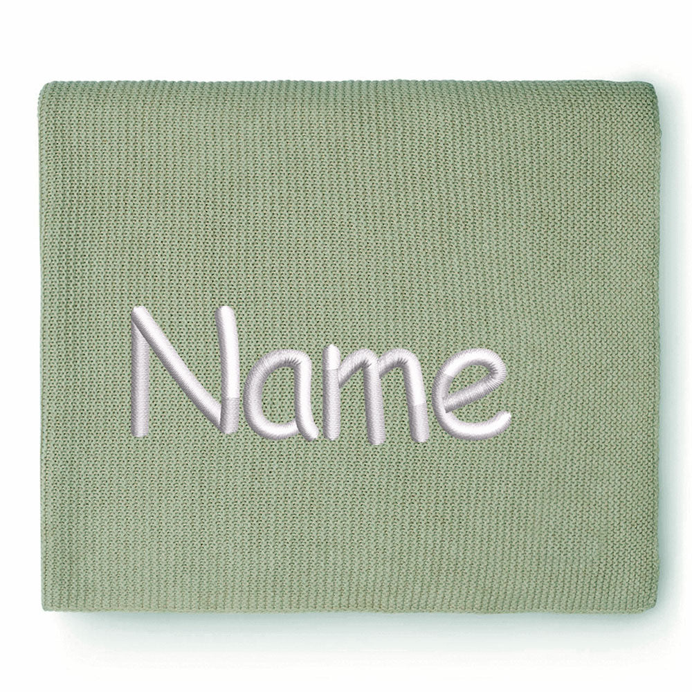 Personalisierte Strickdecke für Babys, mit Wunschname Bestickt, Kuscheldecke 75x100 cm verschiedene Farben