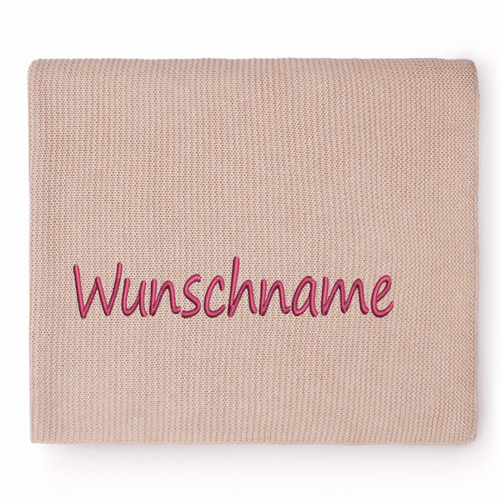 Personalisierte Strickdecke für Babys, mit Wunschname Bestickt, Kuscheldecke 75x100 cm verschiedene Farben