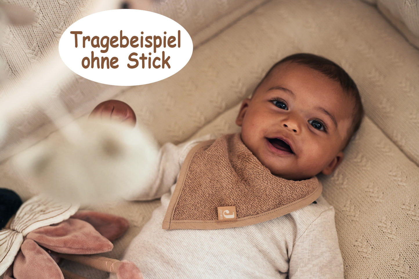 Personalisiertes Baby Halstuch aus Frottee Baumwolle mit Name bestickt Einheitsgröße helles braun