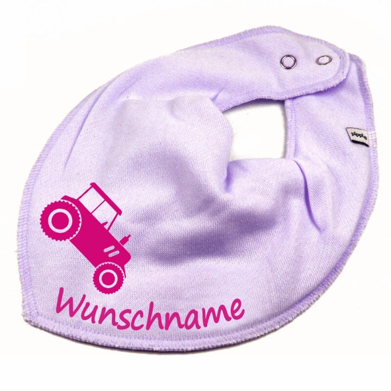 HALSTUCH Traktor mit Name oder Text personalisiert für Baby oder Kind aus Baumwolle in Einheitsgröße verschiedene Farben