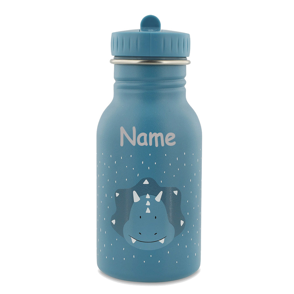 Edelstahl Trinkflasche für Kinder mit Namen graviert von Trixie ultraleicht auslaufsicher Trinkschnabel für Kinder ab 3 Jahren Triceraptops