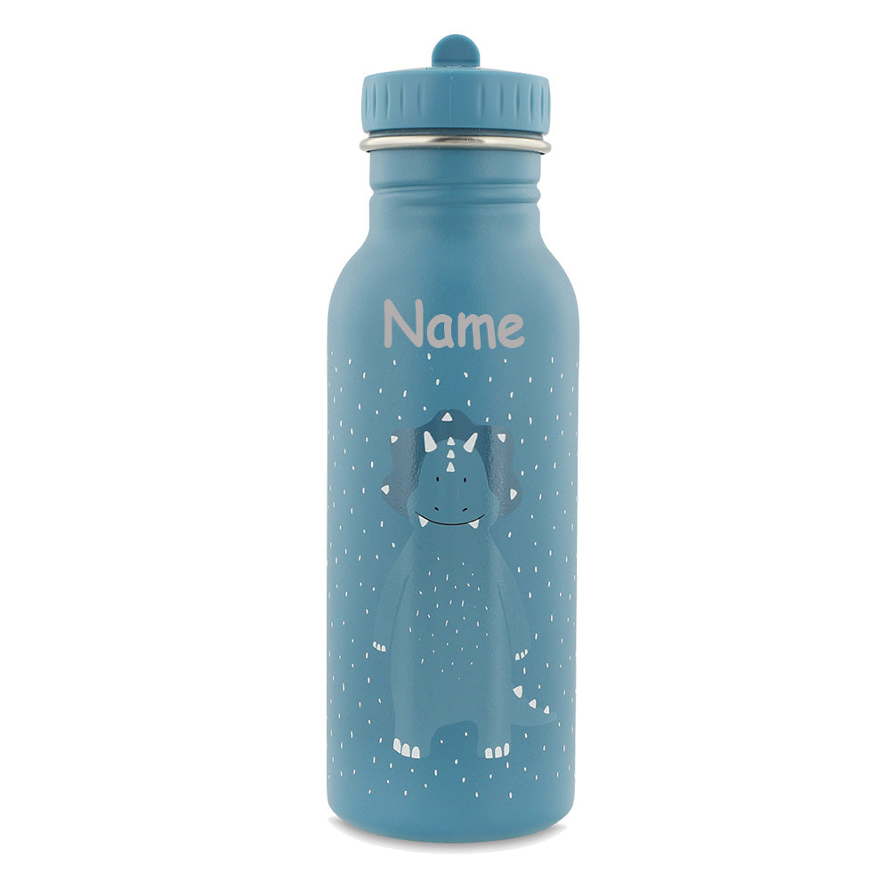 Edelstahl Trinkflasche für Kinder mit Namen graviert von Trixie ultraleicht auslaufsicher Trinkschnabel für Kinder ab 3 Jahren Triceraptops