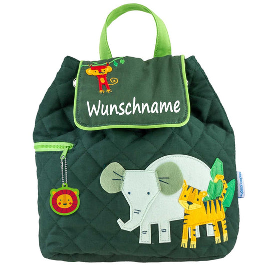 Personalisierter Rucksack für Kinder 8 Liter Kindergartenrucksack aus Baumwolle mit Namen bedruckt Motiv Zoo