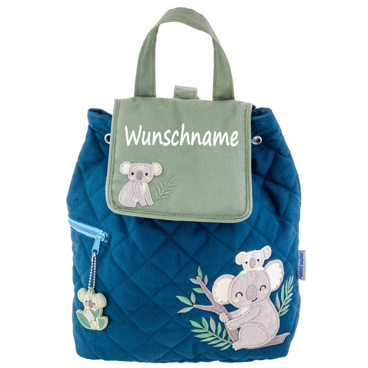 Personalisierter Rucksack für Kinder 8 Liter Kindergartenrucksack aus Baumwolle mit Namen bedruckt Motiv Koala