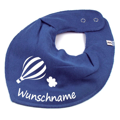 HALSTUCH Heißluftballon mit Name oder Text personalisiert für Baby oder Kind aus Baumwolle in Einheitsgröße verschiedene Farben