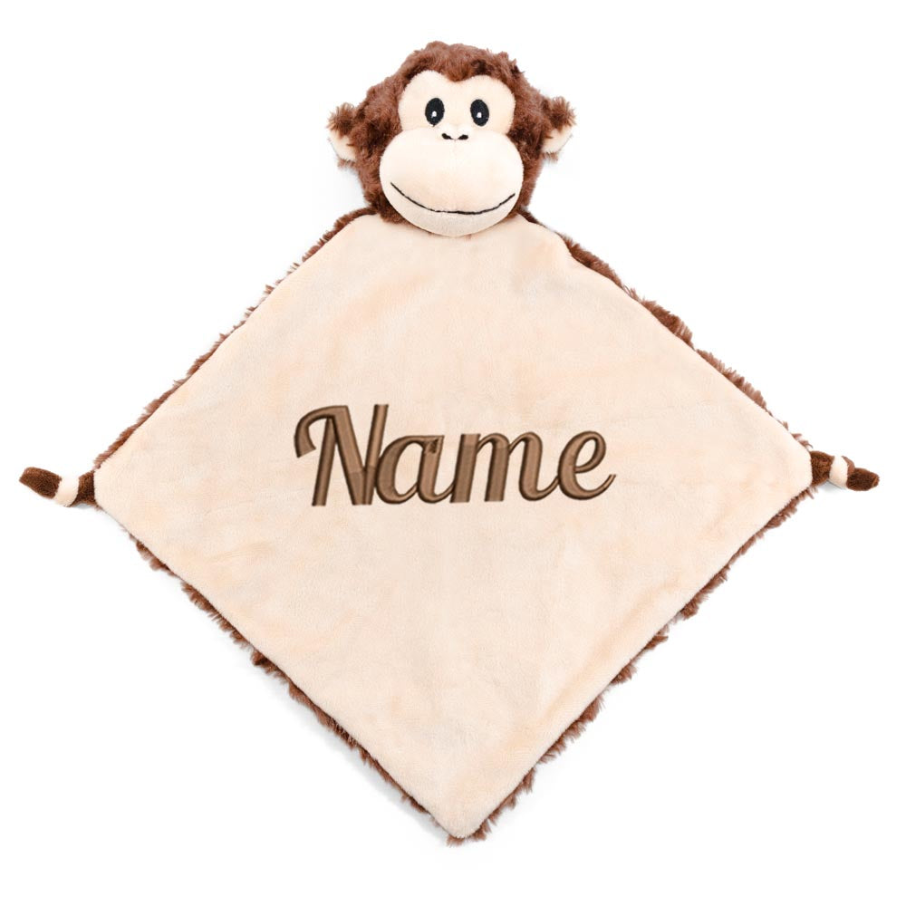 Personalisiertes Schnuffeltuch weiches Kuscheltuch mit Name Bestickt Schnuffeltier Schlafhilfe Tröster Geschenk zur Geburt AFFE