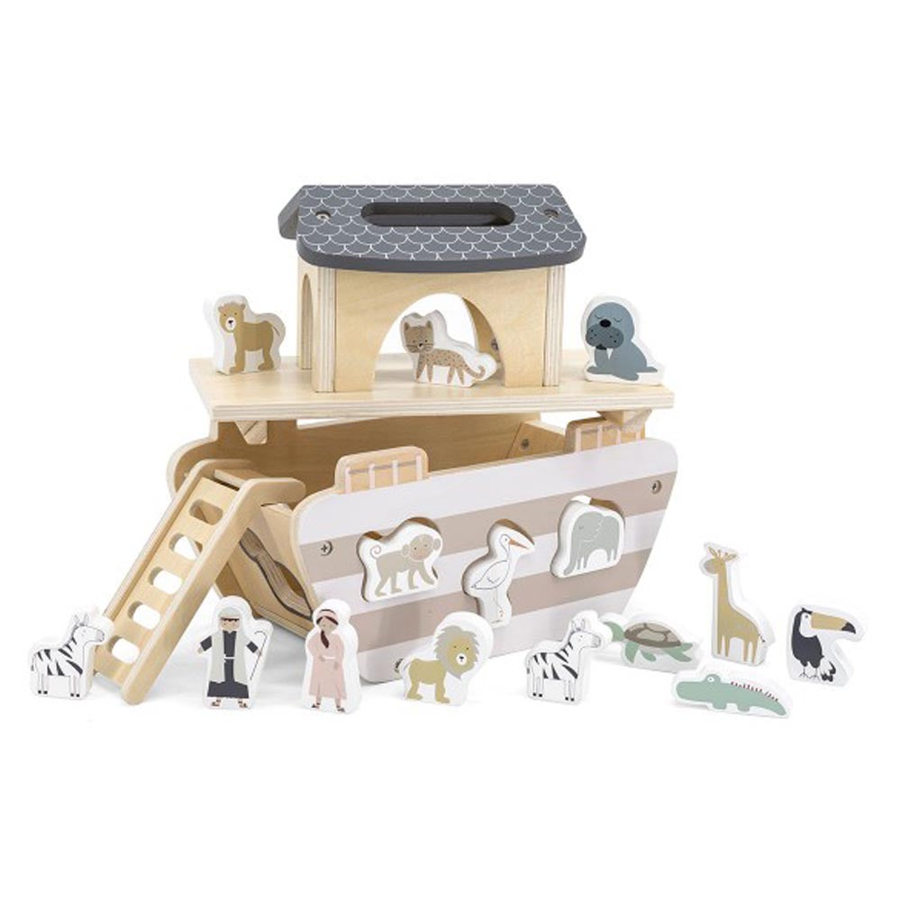 Arche Noah aus Holz personalisiert mit Name Baby Geschenk zur Taufe mit Gravur
