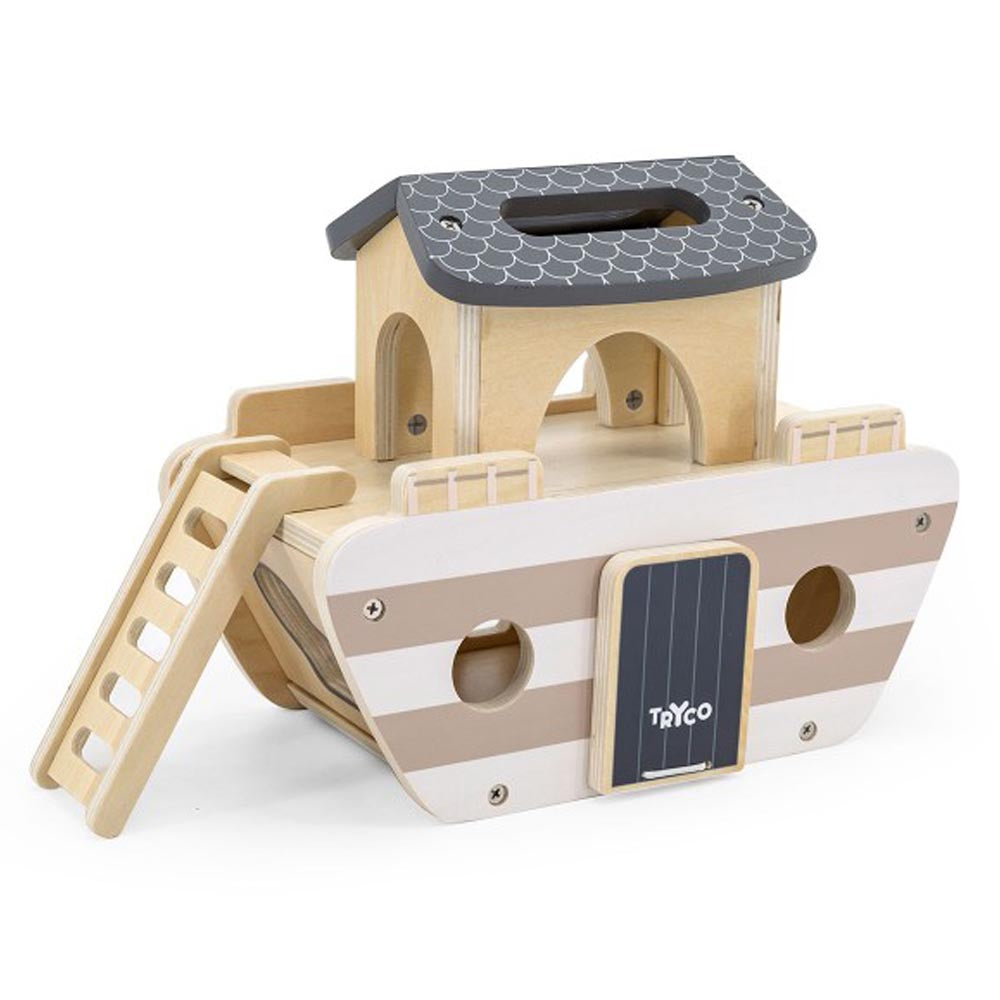 Arche Noah aus Holz personalisiert mit Name Baby Geschenk zur Taufe mit Gravur
