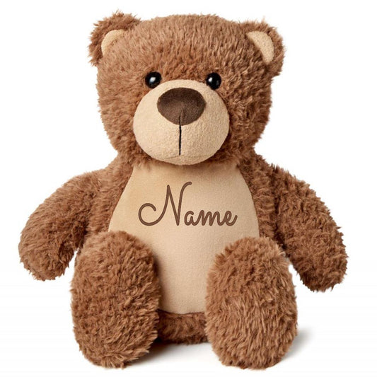 Stofftier Teddybär braun mit Name personalisiert Kuscheltier für Kinder Flauschiges Plüschtier 40cm Motiv Name