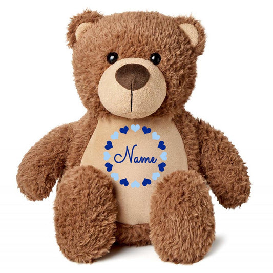 Stofftier Teddybär braun mit Name personalisiert Kuscheltier für Kinder Flauschiges Plüschtier 40cm Motiv Herzkreis