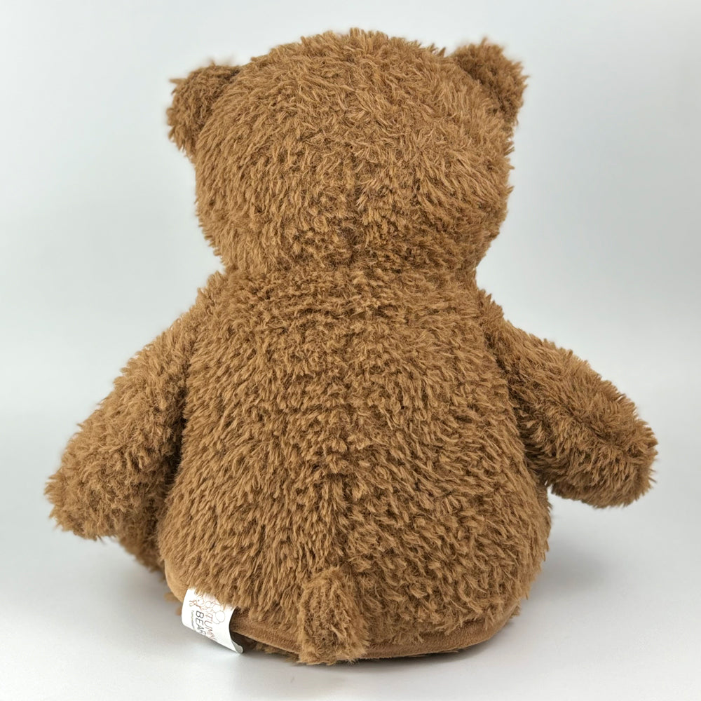 Stofftier Teddybär braun mit Name personalisiert Kuscheltier für Kinder Flauschiges Plüschtier 40cm Motiv Buchstabe