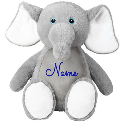 Stofftier Elefant grau mit Name personalisiert Kuscheltier für Kinder Flauschiges Plüschtier 40cm Motiv Name