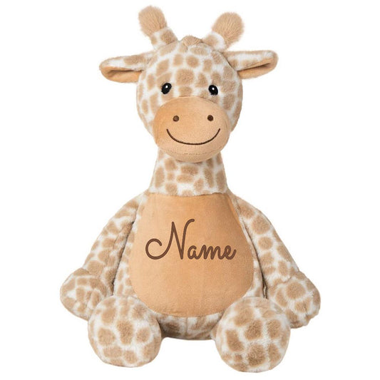 Stofftier Giraffe braun mit Name personalisiert Kuscheltier für Kinder Flauschiges Plüschtier 40cm Motiv Name