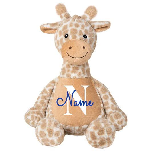 Stofftier Giraffe braun mit Name personalisiert Kuscheltier für Kinder Flauschiges Plüschtier 40cm Motiv Buchstabe