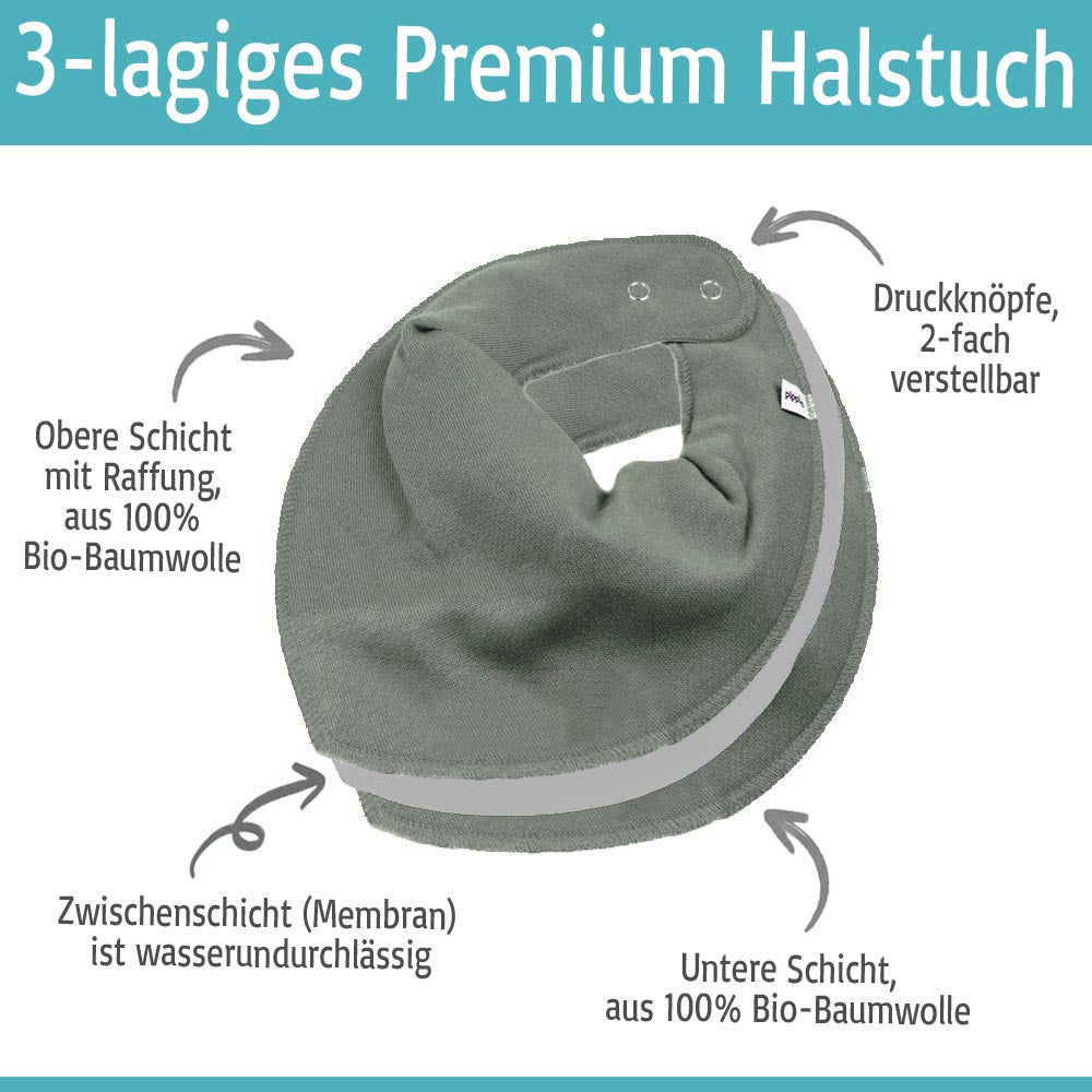 Geschenkset Stofftier Teddybär hellgrau 40cm + Baby Halstuch Farbwahl personalisiert