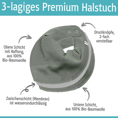 Geschenkset Stofftier Teddybär hellgrau 40cm + Baby Halstuch Farbwahl personalisiert