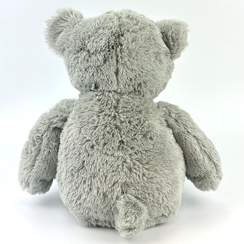 Stofftier Teddy Bär grau Geschenk mit Namen und Geburtsdatum personalisiert