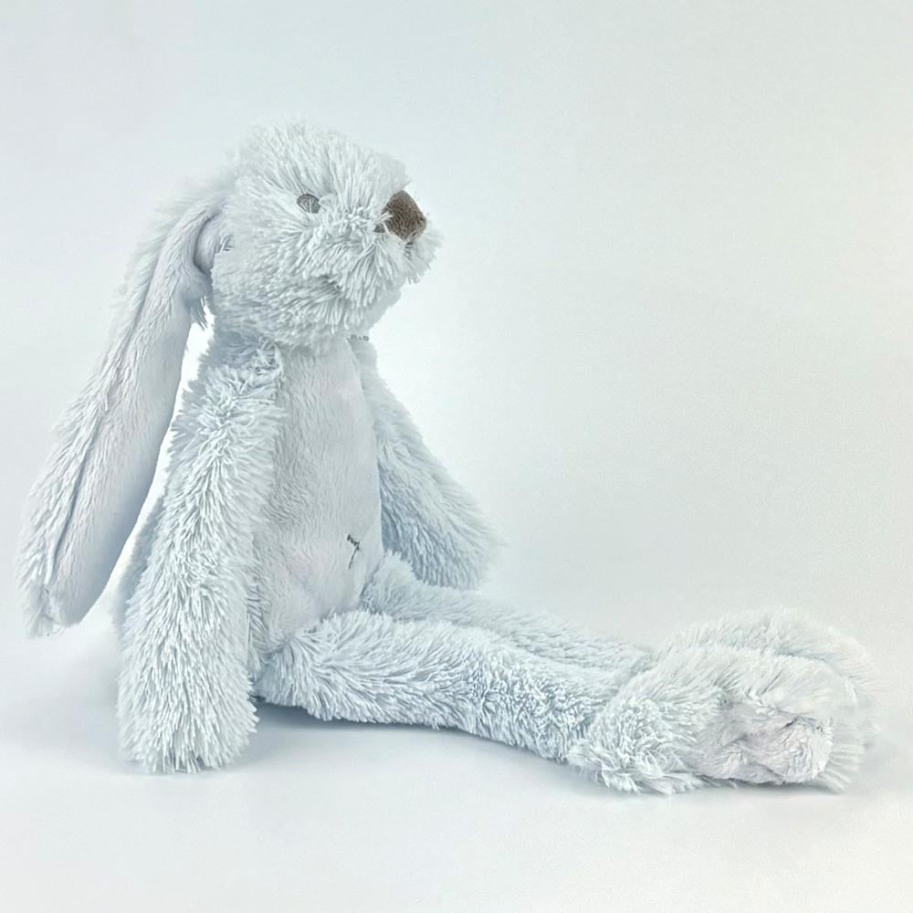 Stofftier Hase mit Namen und Geburtsdatum personalisiert Geschenk hellblau