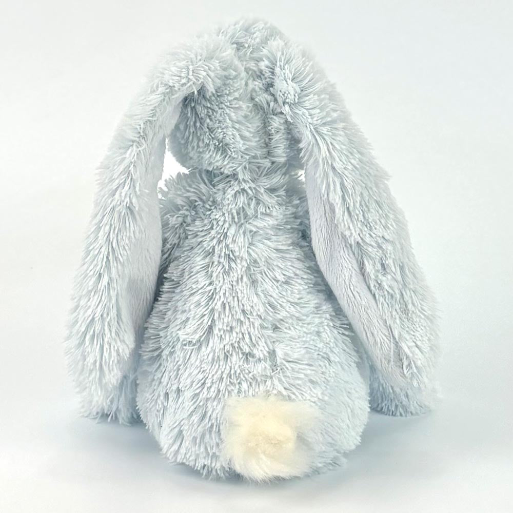 Stofftier Hase mit Namen und Geburtsdatum personalisiert Geschenk hellblau