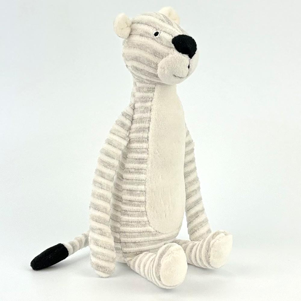 Stofftier Panther grau weiß Geschenk mit Namen personalisiert