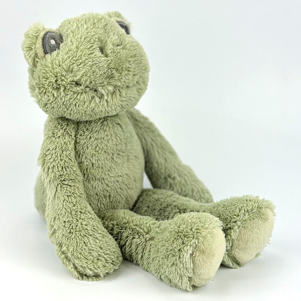 Frosch Stofftier mit Name und Geburtsdatum personalisiert Kuscheltier