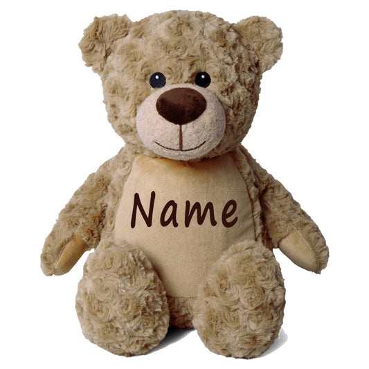Stofftier Teddybär hellbraun mit Name personalisiert Kuscheltier für Kinder Flauschiges Plüschtier 40cm Motiv Name