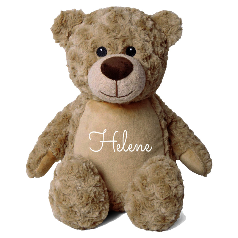 Stofftier Teddybär hellbraun mit Name personalisiert Kuscheltier für Kinder Flauschiges Plüschtier 40cm Motiv Name