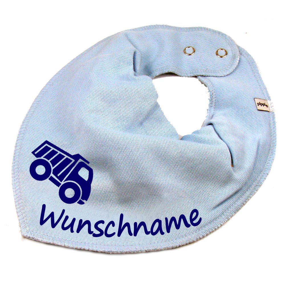 HALSTUCH LKW mit Name oder Text personalisiert für Baby oder Kind aus Baumwolle in Einheitsgröße verschiedene Farben
