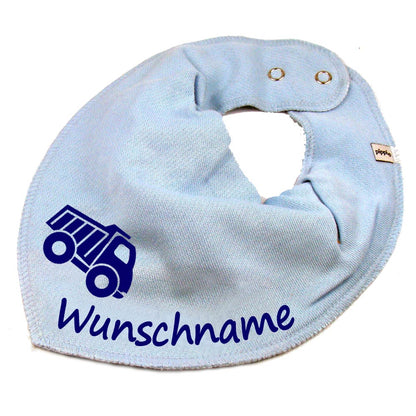 HALSTUCH LKW mit Name oder Text personalisiert für Baby oder Kind aus Baumwolle in Einheitsgröße verschiedene Farben