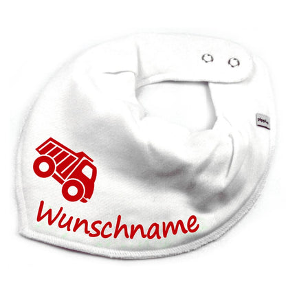 HALSTUCH LKW mit Name oder Text personalisiert für Baby oder Kind aus Baumwolle in Einheitsgröße verschiedene Farben